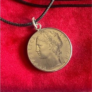 Uncommon gorgeous Italian coin pendant necklace